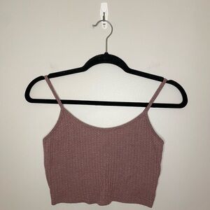 SHEIN Waffle Crop Tank Top, Mauve, Size S, EUC